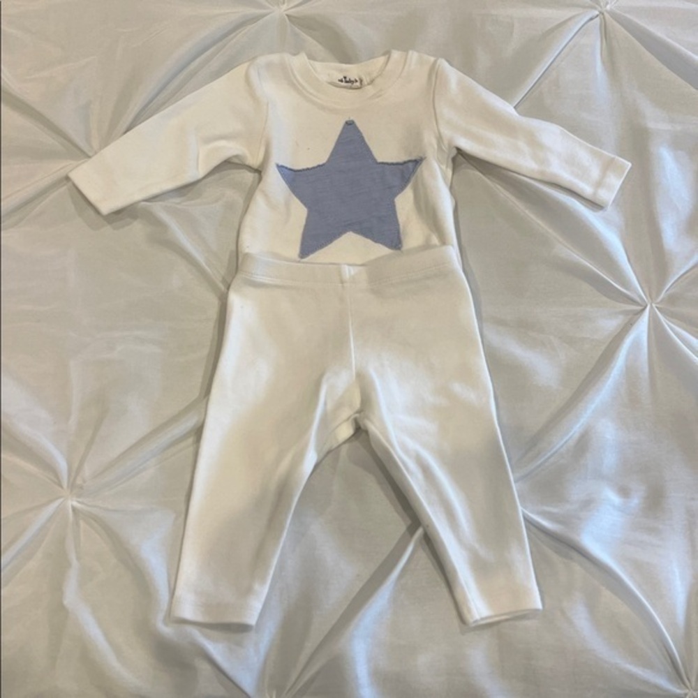 White Oh Baby Set with Blue Star size 0/3 month - Picture 1 of 5